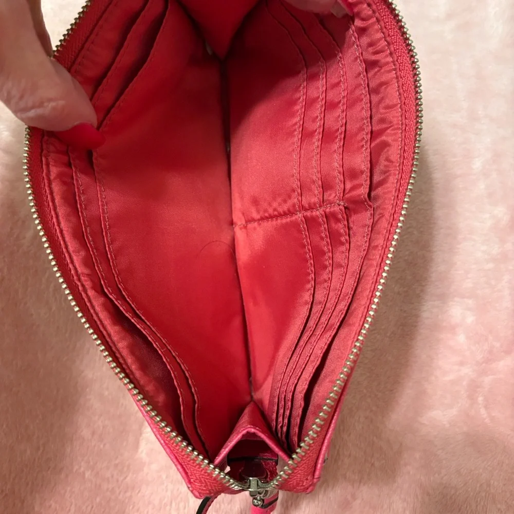 Coach Pink and Tan Signature Wristlet - Picture 4 of 7